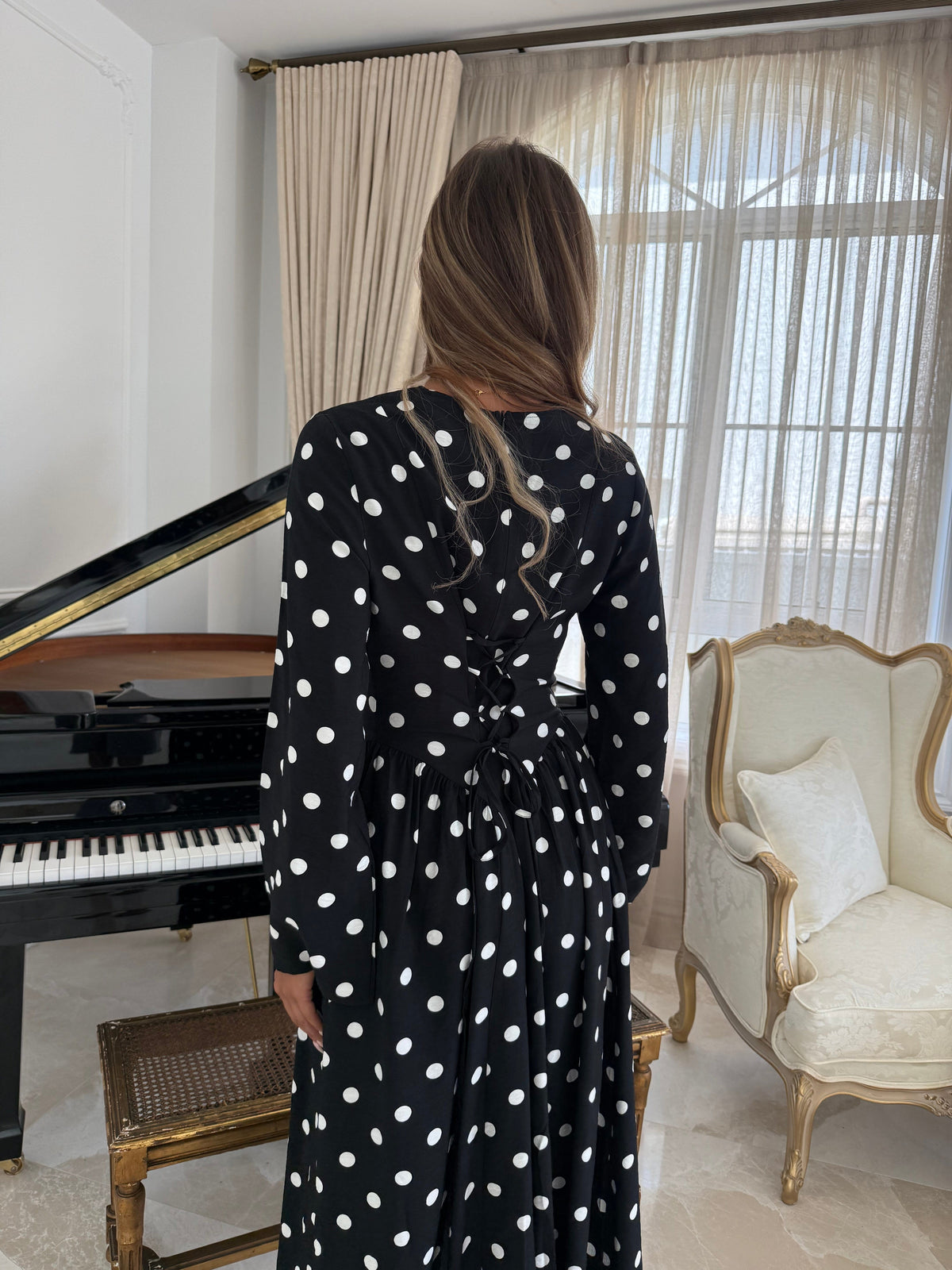 Cinched Polka Dot Dress