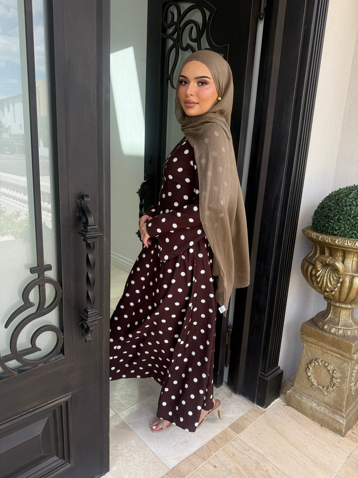 Cinched Polka Dot Dress