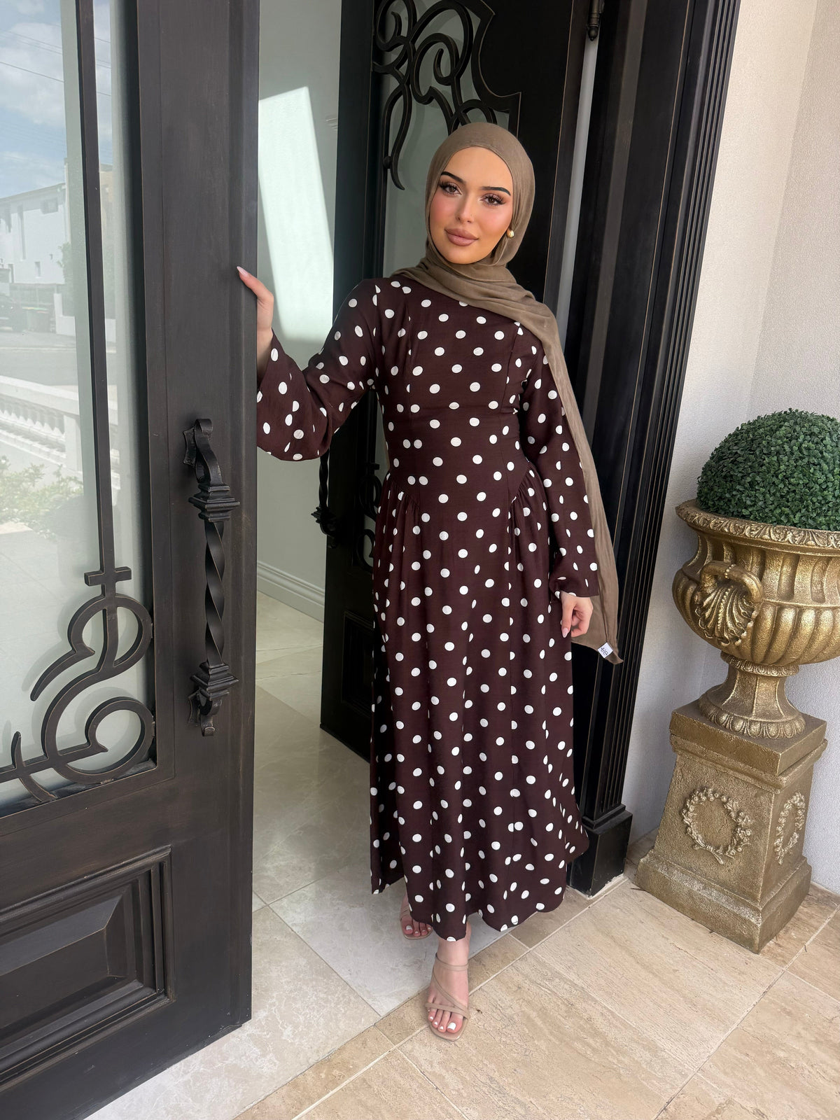 Cinched Polka Dot Dress