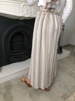 Mocha Pin Stripe Linen Skirt
