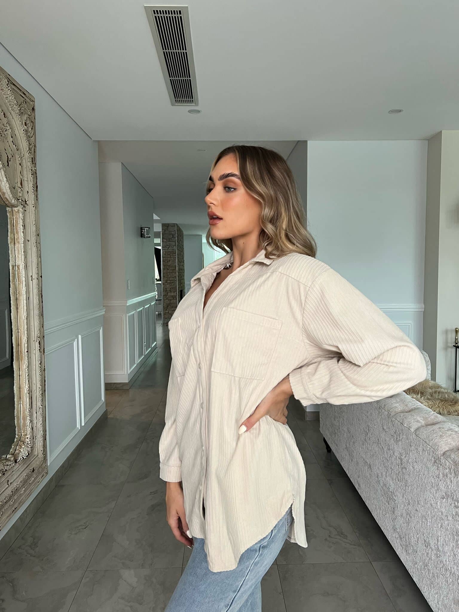 Velvet Mom Button Shirt