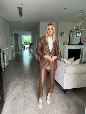 
            
                Load image into Gallery viewer, Tan Leather Blazer
            
        