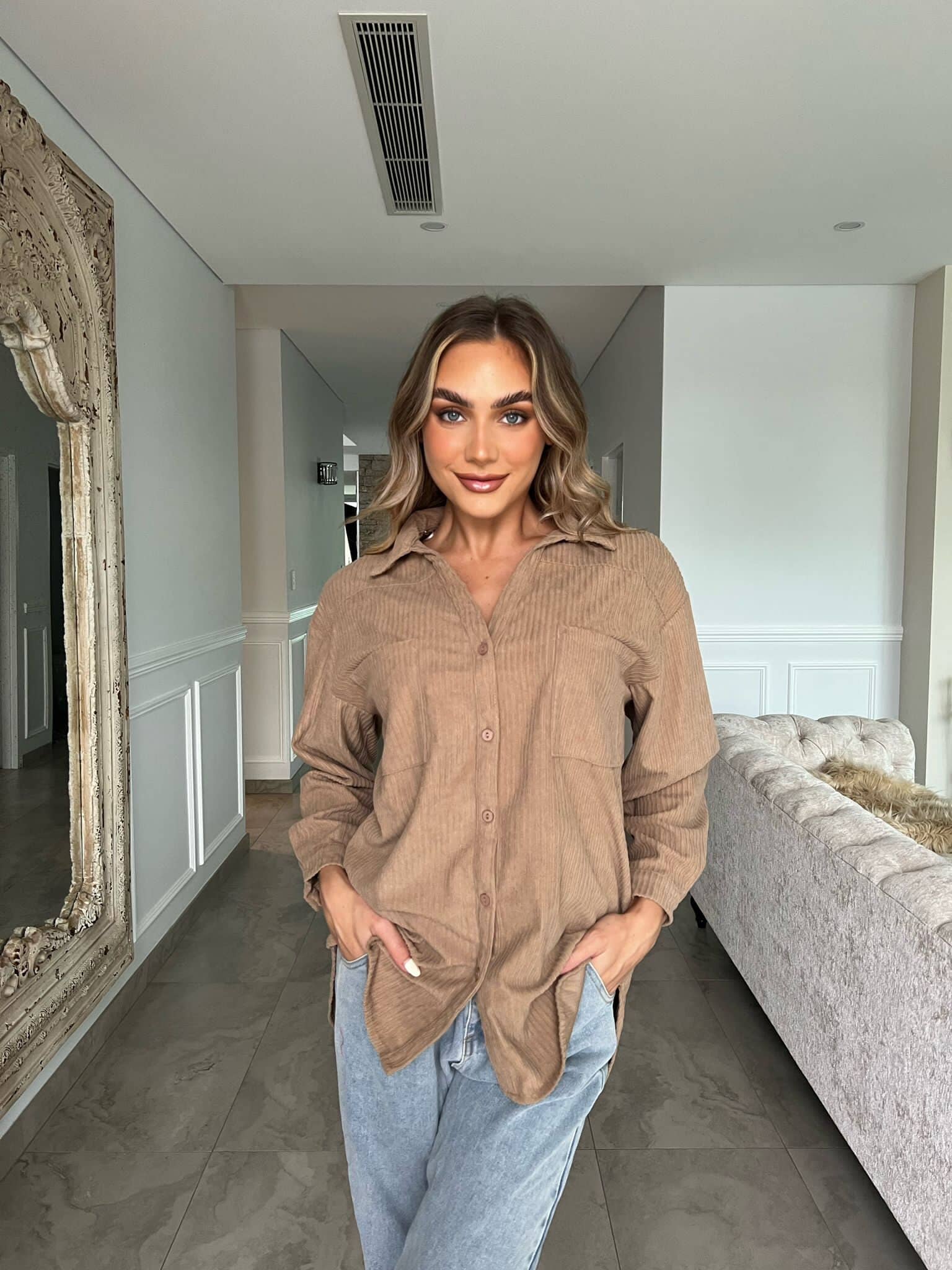 Velvet Mom Button Shirt