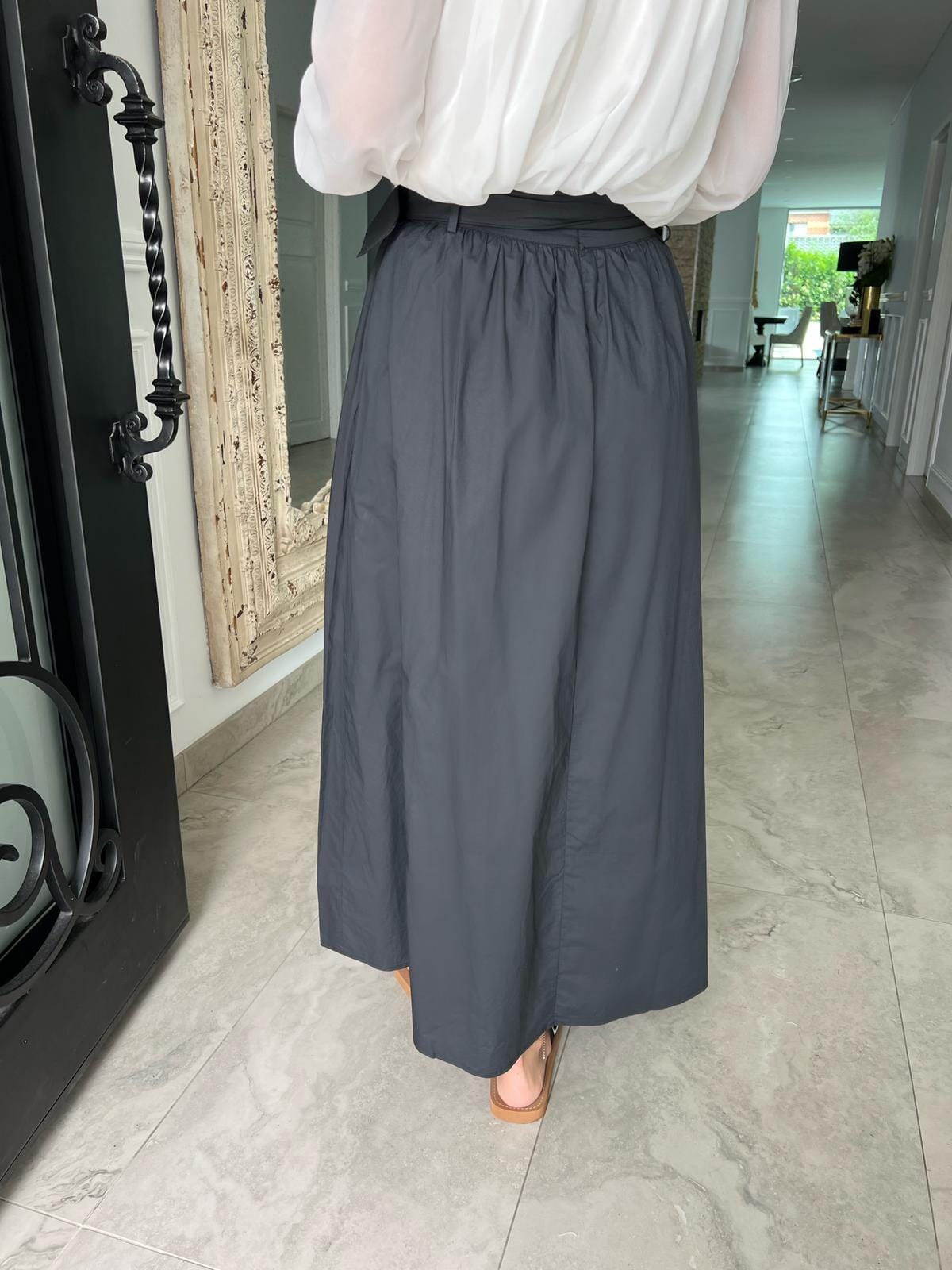 Buckle Cotton Skirt