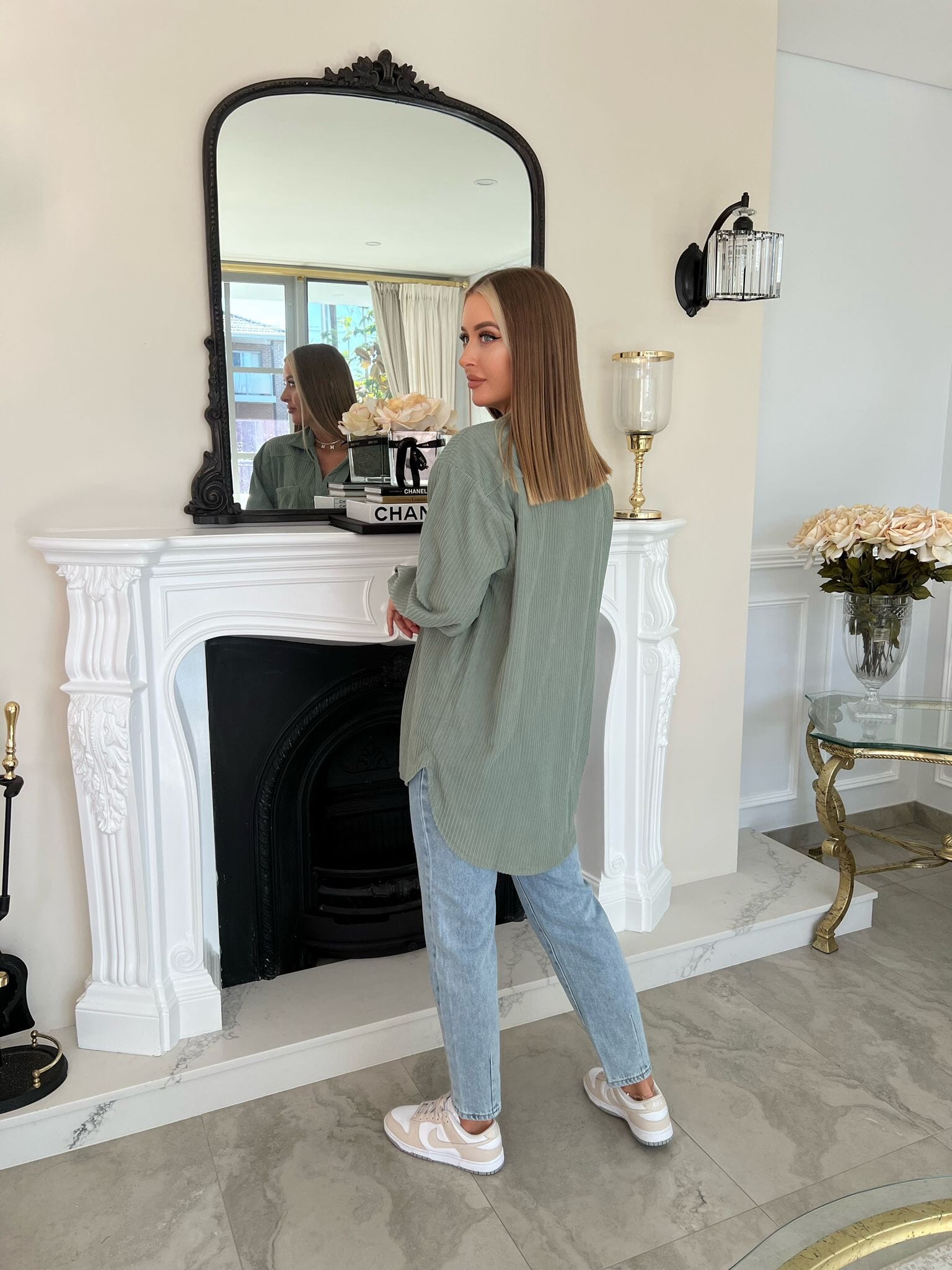 Velvet Mom Button Shirt