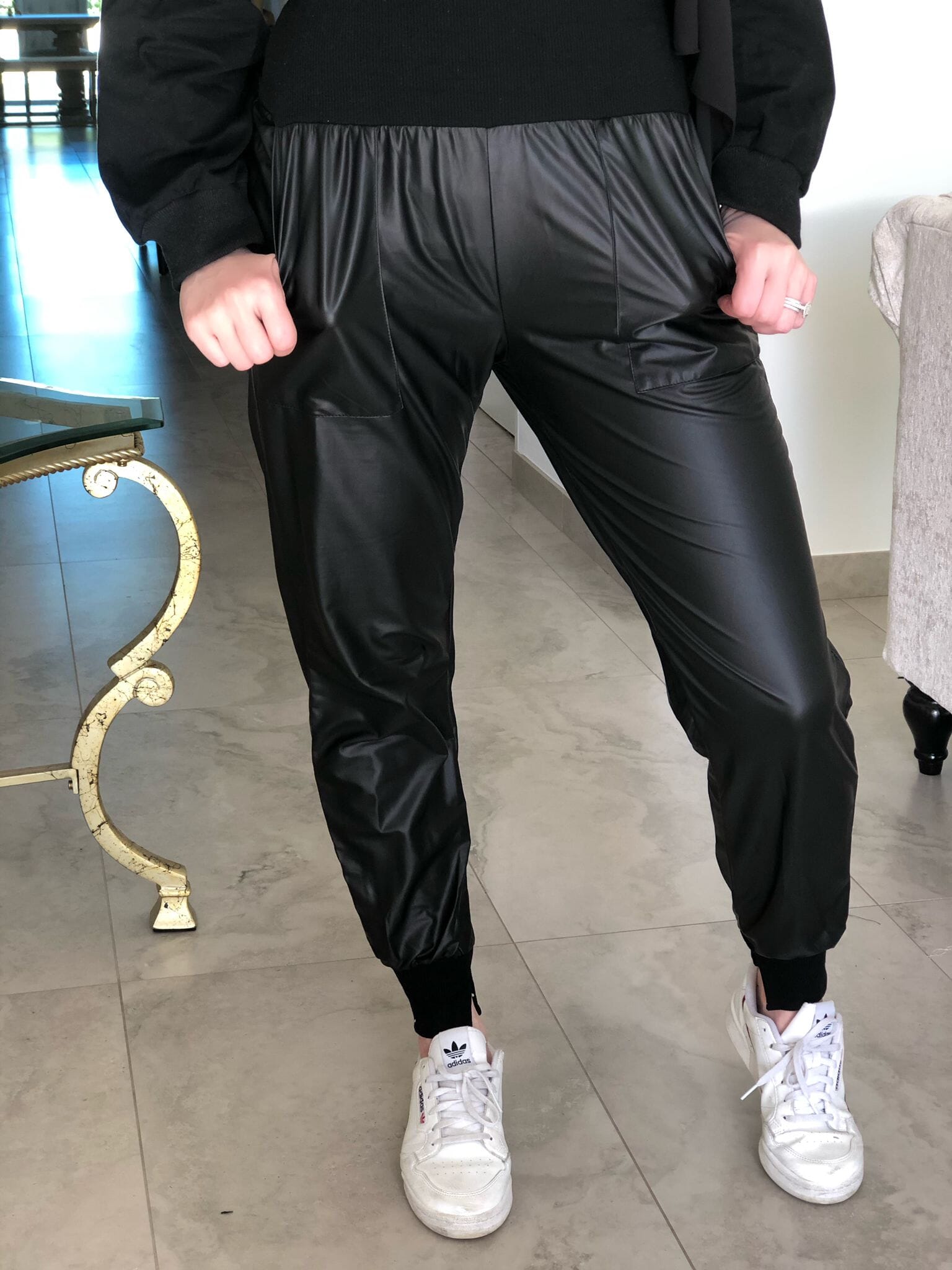 Thick Band Waxed Cuffed Pants