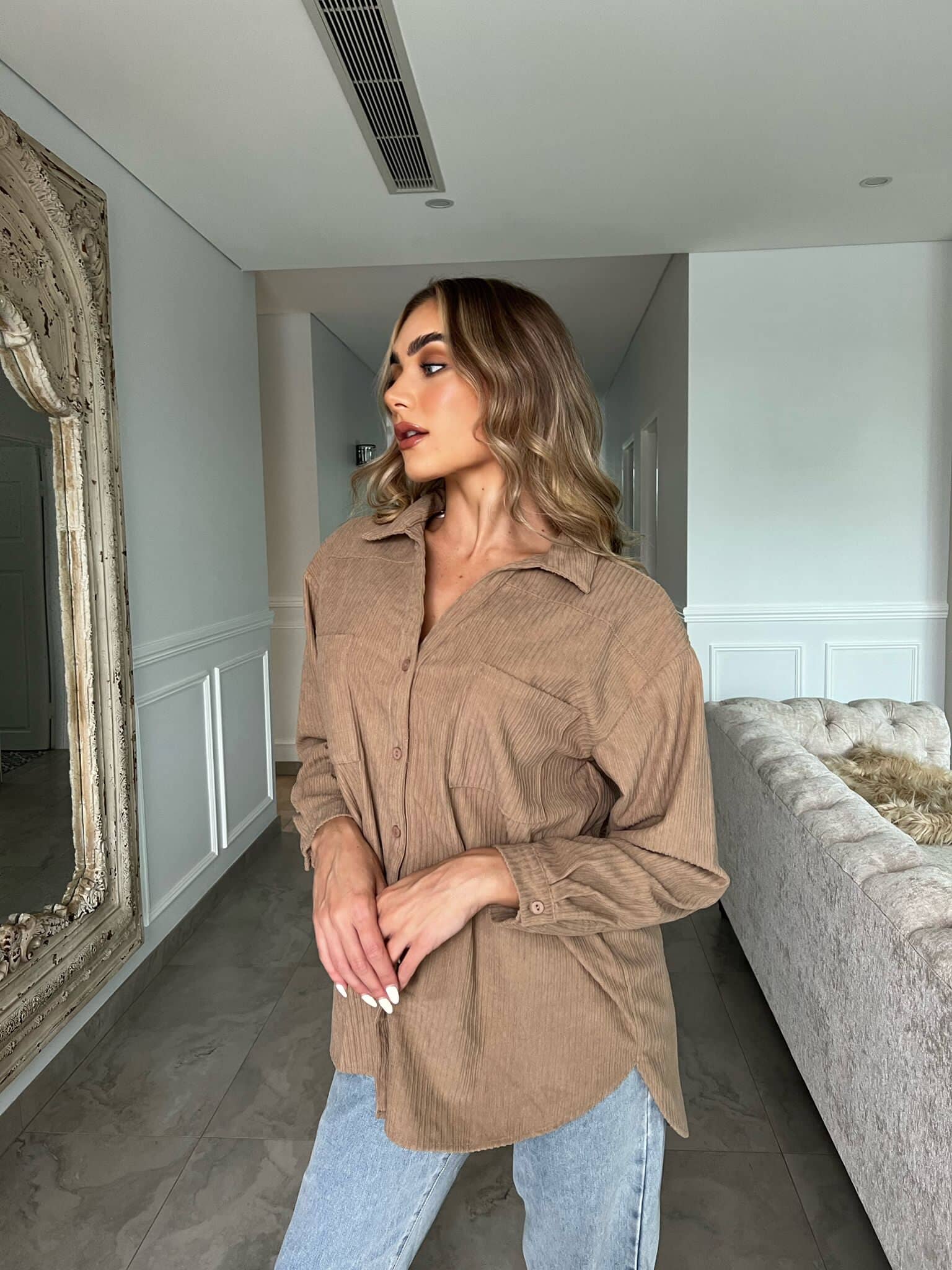 Velvet Mom Button Shirt