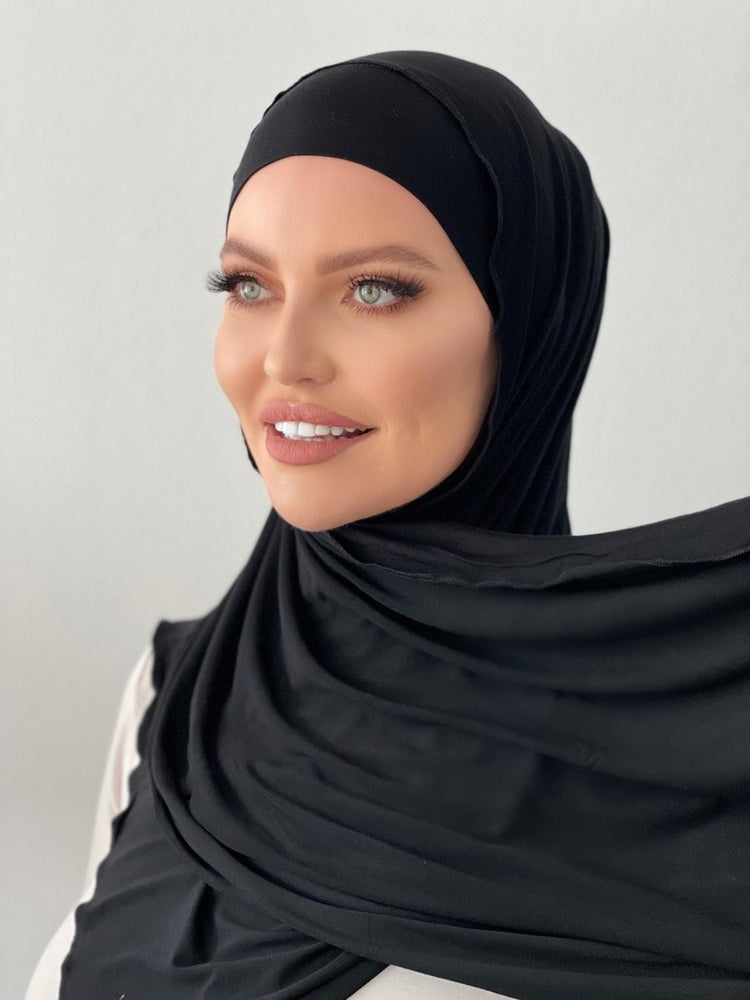 Black Jersey Hijab Set