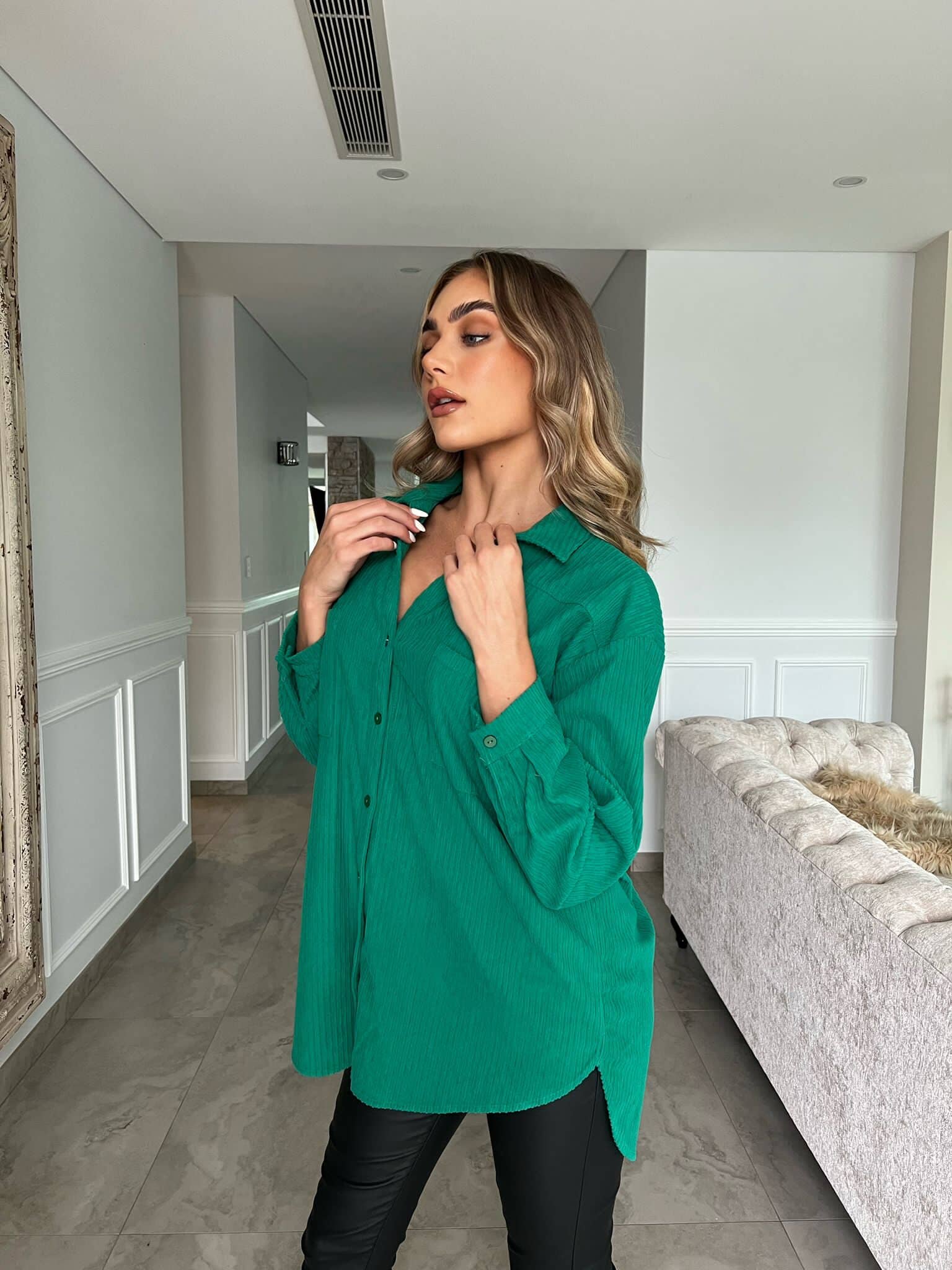 Velvet Mom Button Shirt