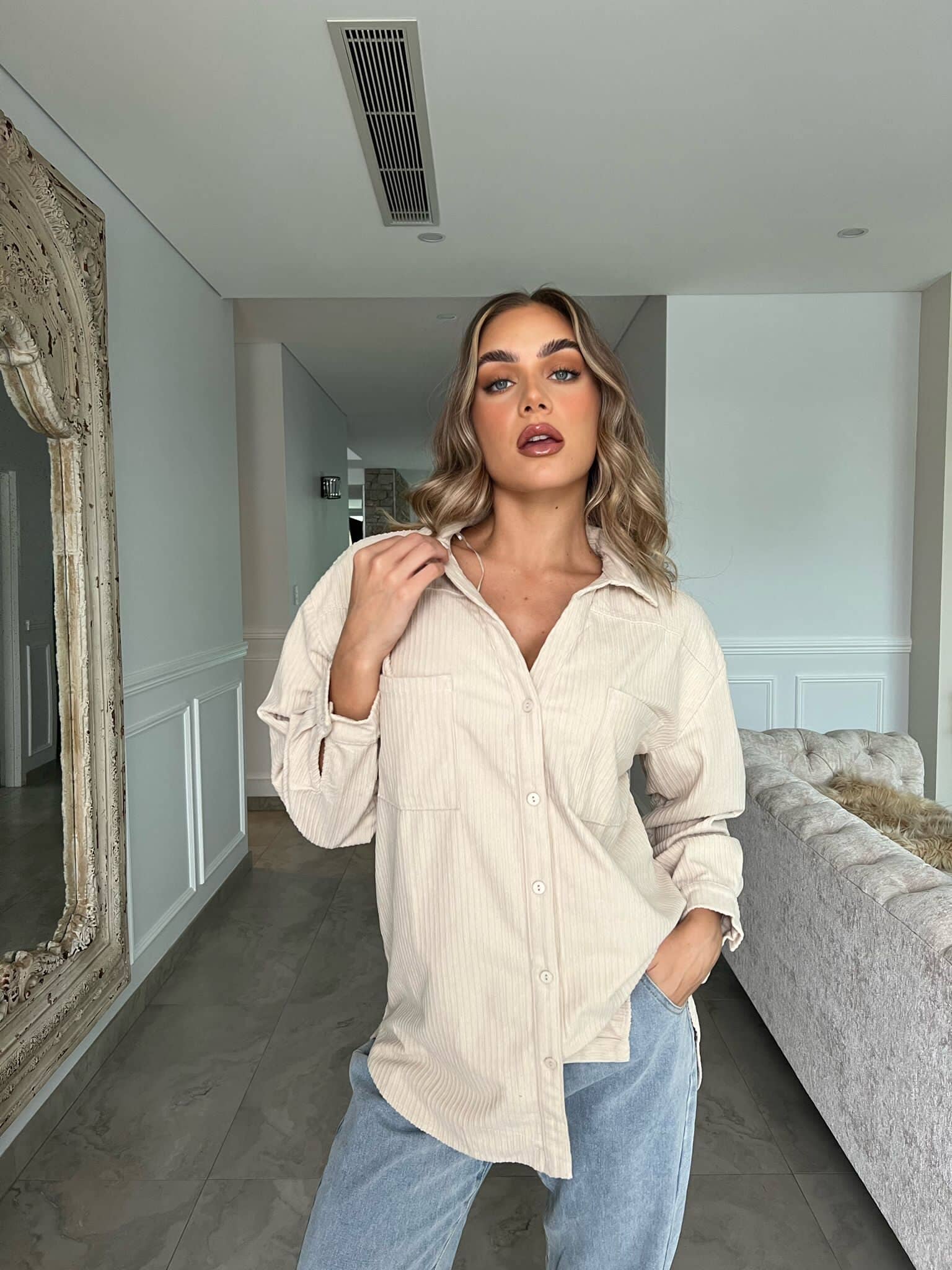Velvet Mom Button Shirt