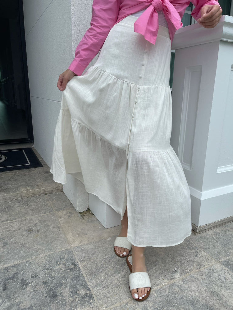 
            
                Load image into Gallery viewer, Prestige Button Linen Skirt
            
        