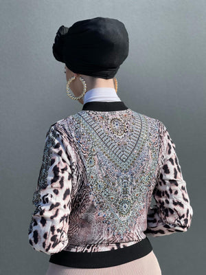 
            
                Load image into Gallery viewer, Pink Leopard Beaded Bomber jacket
            
        