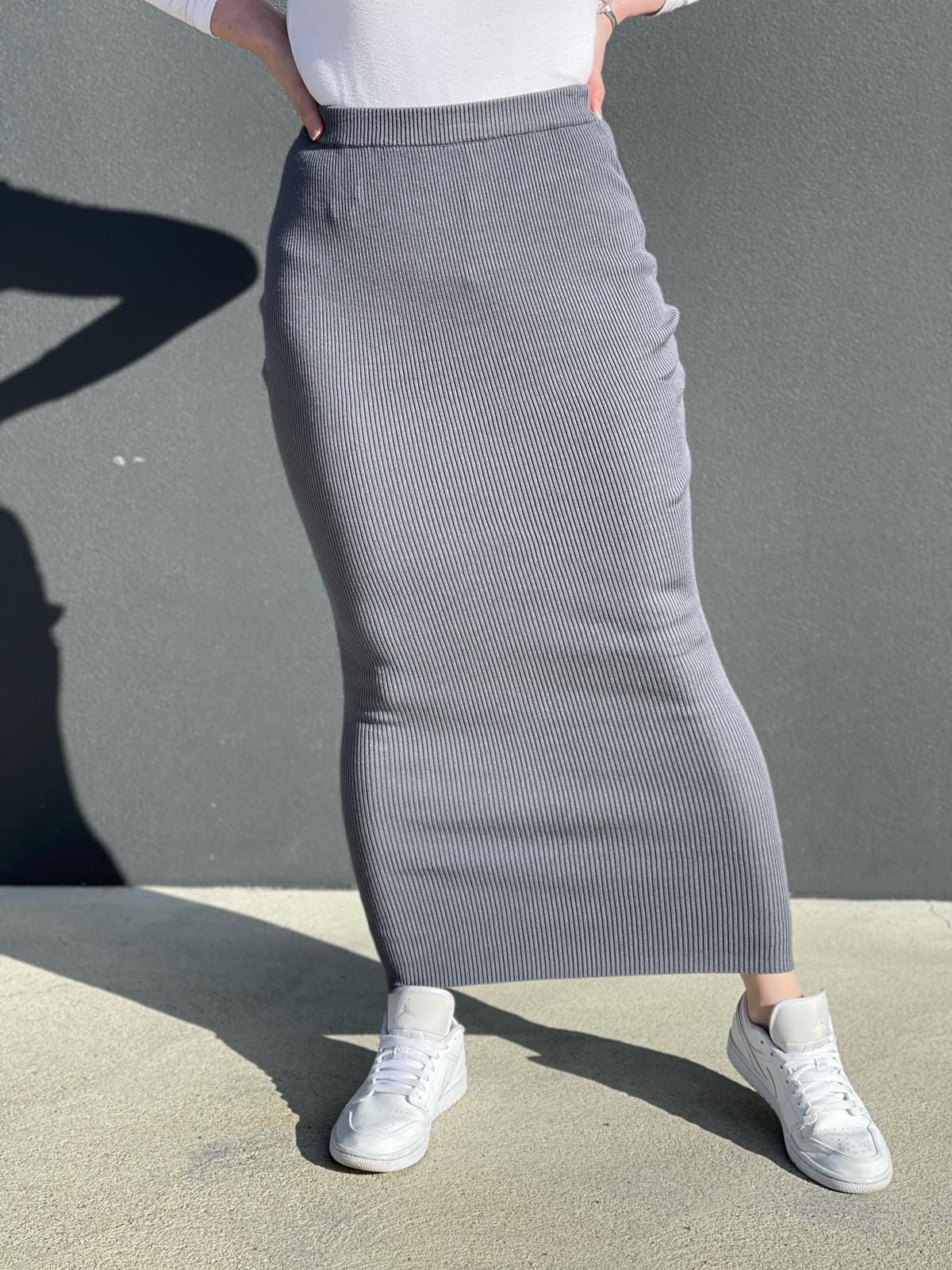 Pencil Ribbed Skirt