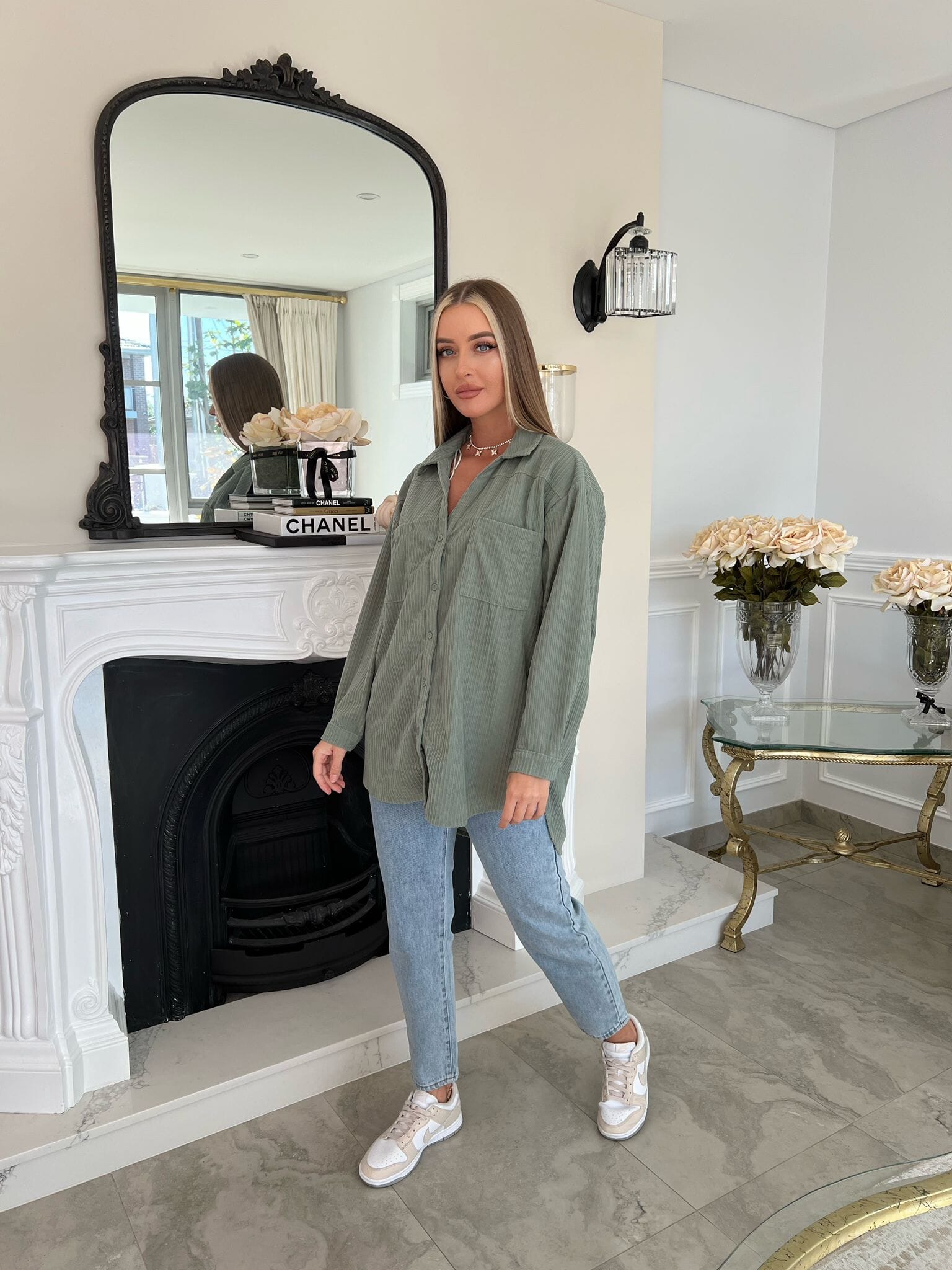 Velvet Mom Button Shirt