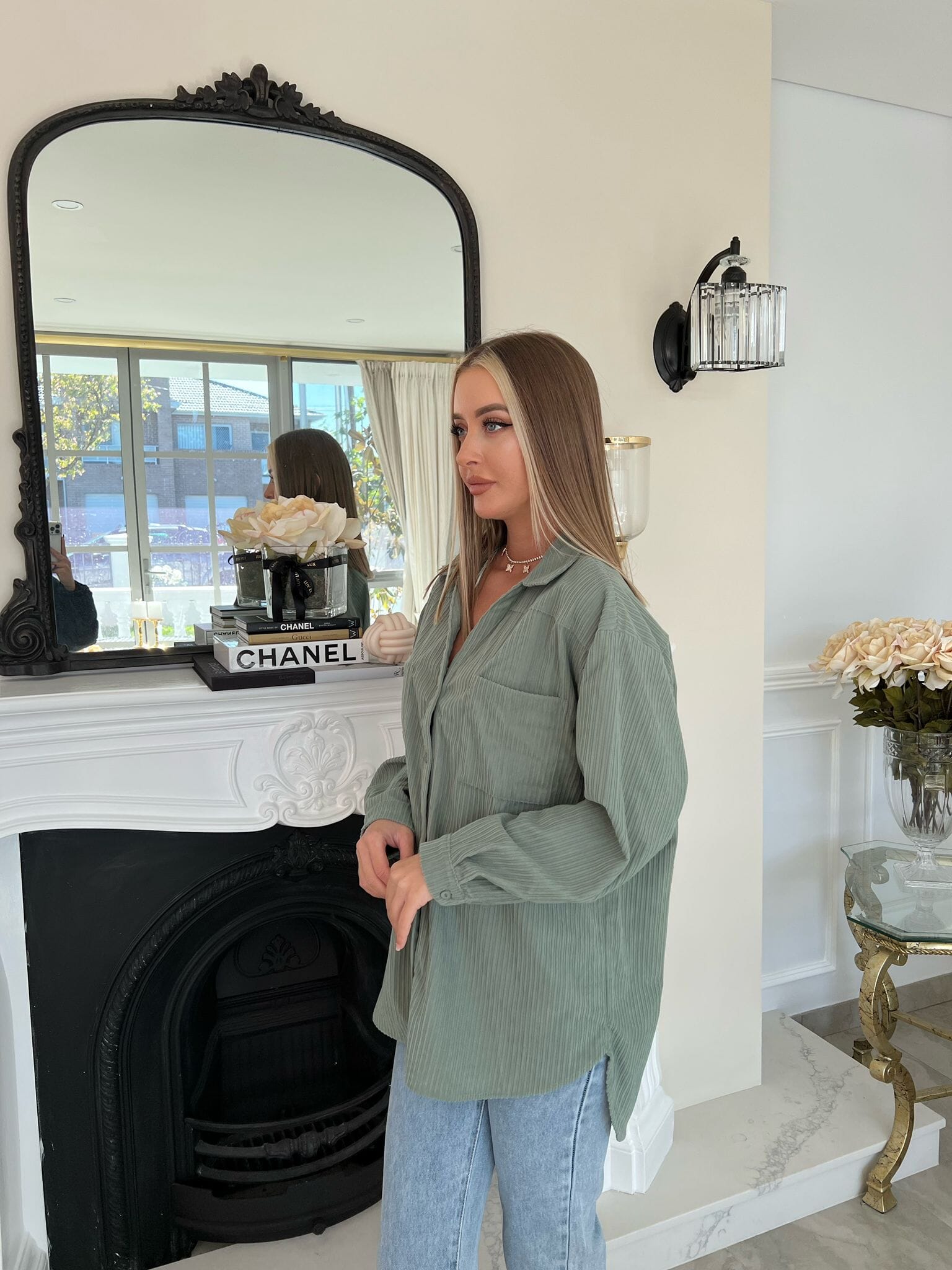 Velvet Mom Button Shirt