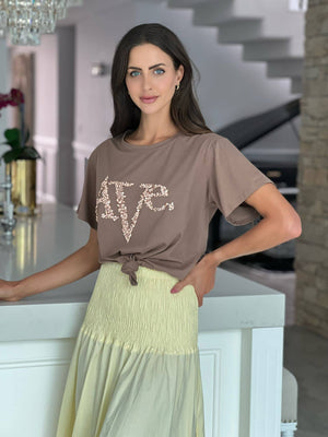 
            
                Load image into Gallery viewer, Mocha Beaded AVE TEE
            
        