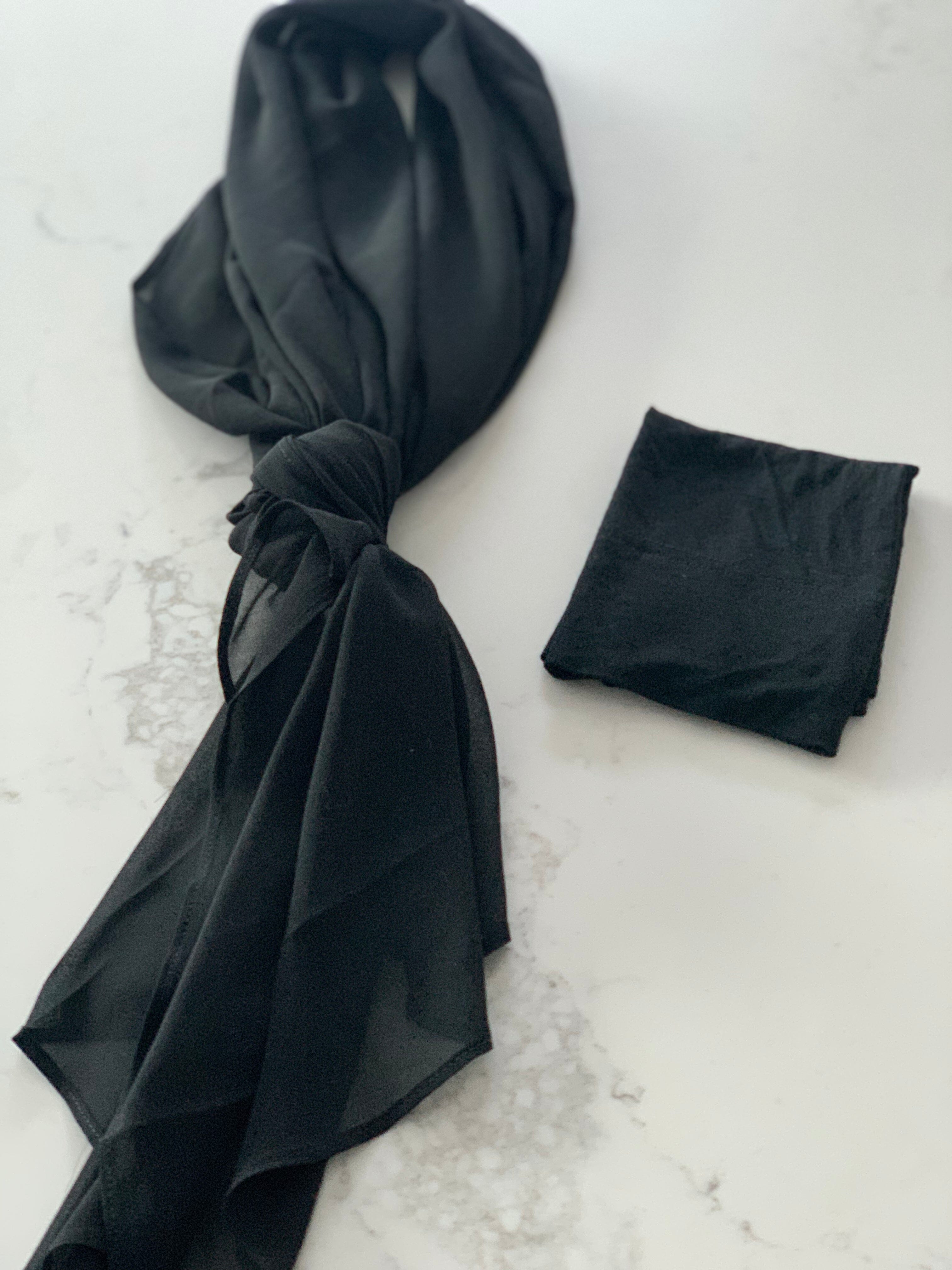 Black Chiffon Hijab Set