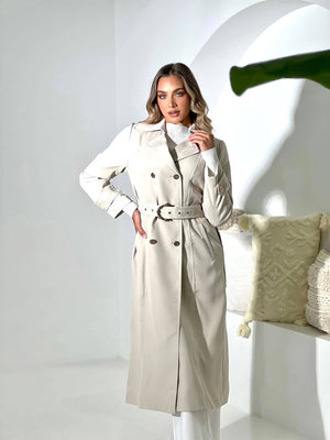 
            
                Load image into Gallery viewer, Nour Gold Buckle Trench
            
        