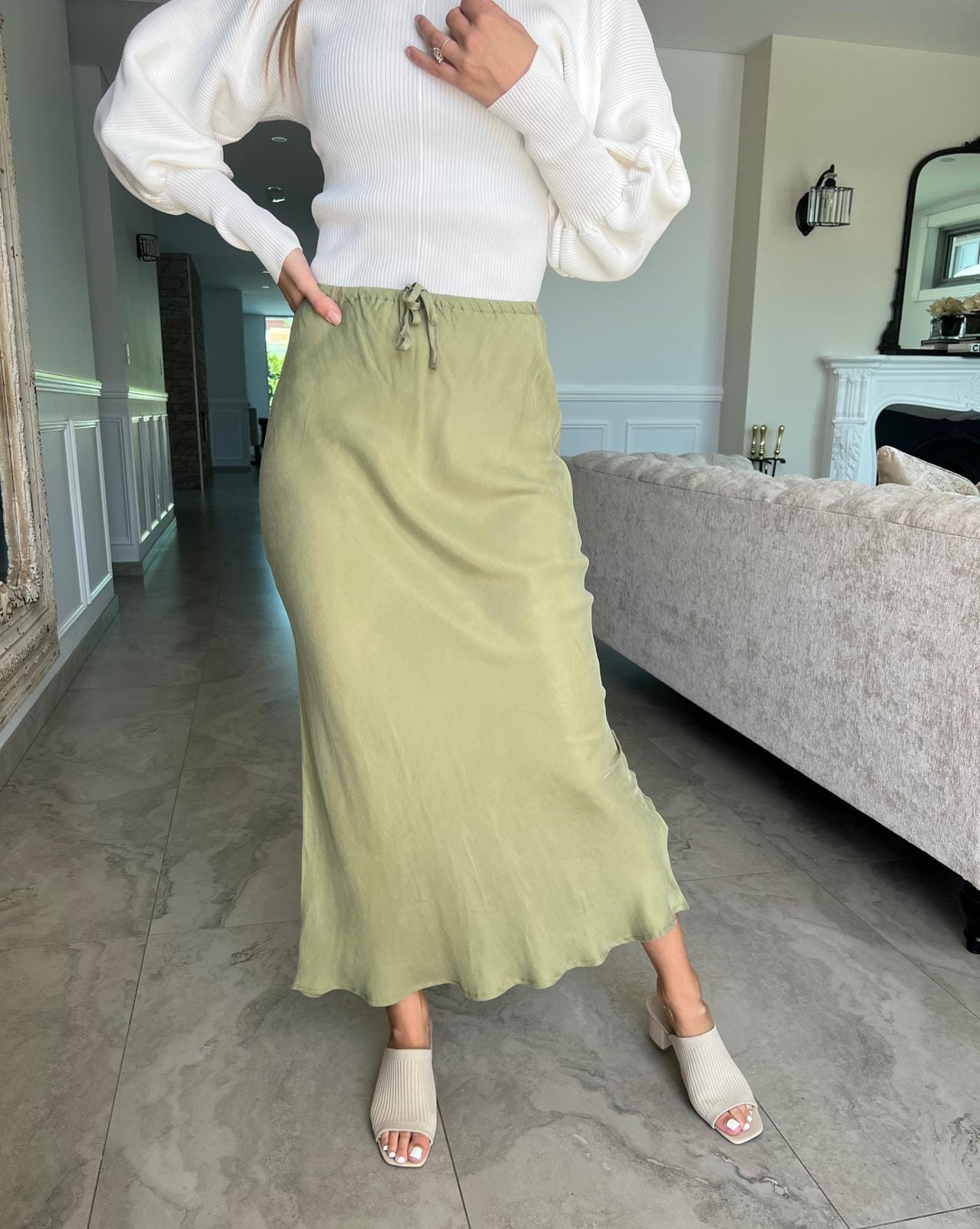 Soft Suede Green Skirt