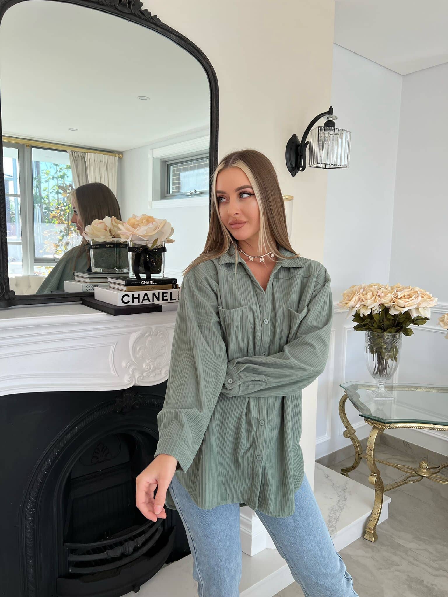 Velvet Mom Button Shirt
