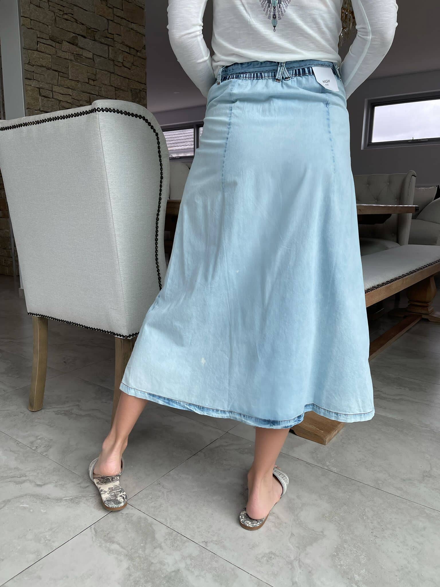 Washed Denim Skirt