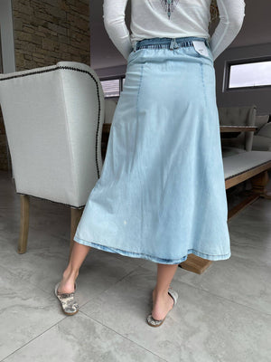 
            
                Load image into Gallery viewer, Washed Denim Skirt
            
        
