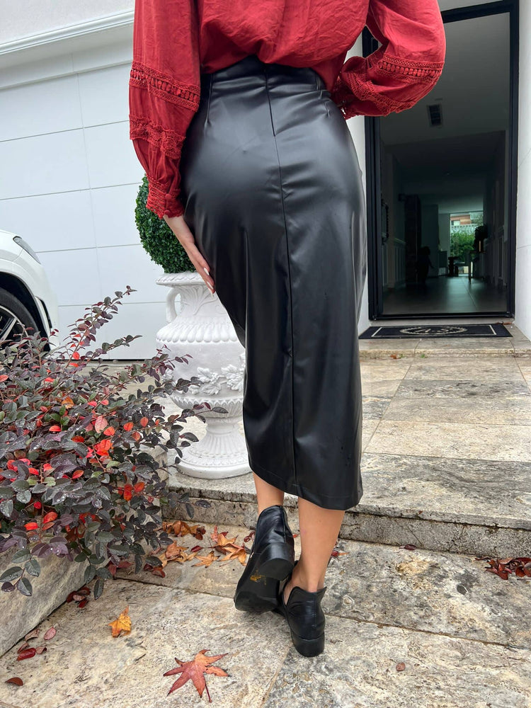 Twist Leather Skirt