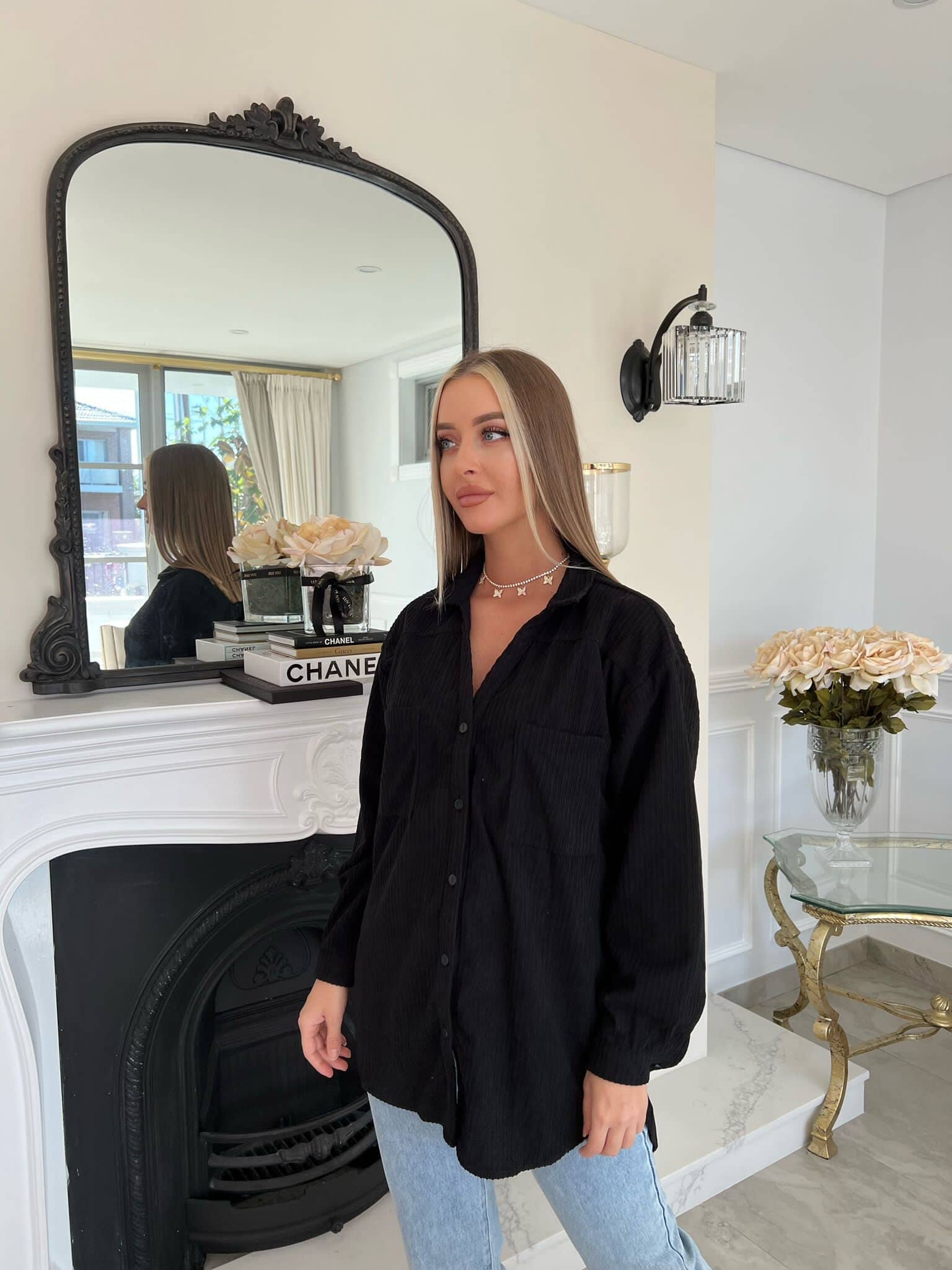 Velvet Mom Button Shirt